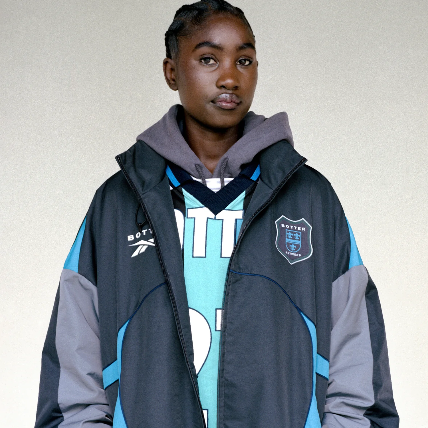 Summer Bench Jacket Botter Grey/Aqua Blue - Image 2