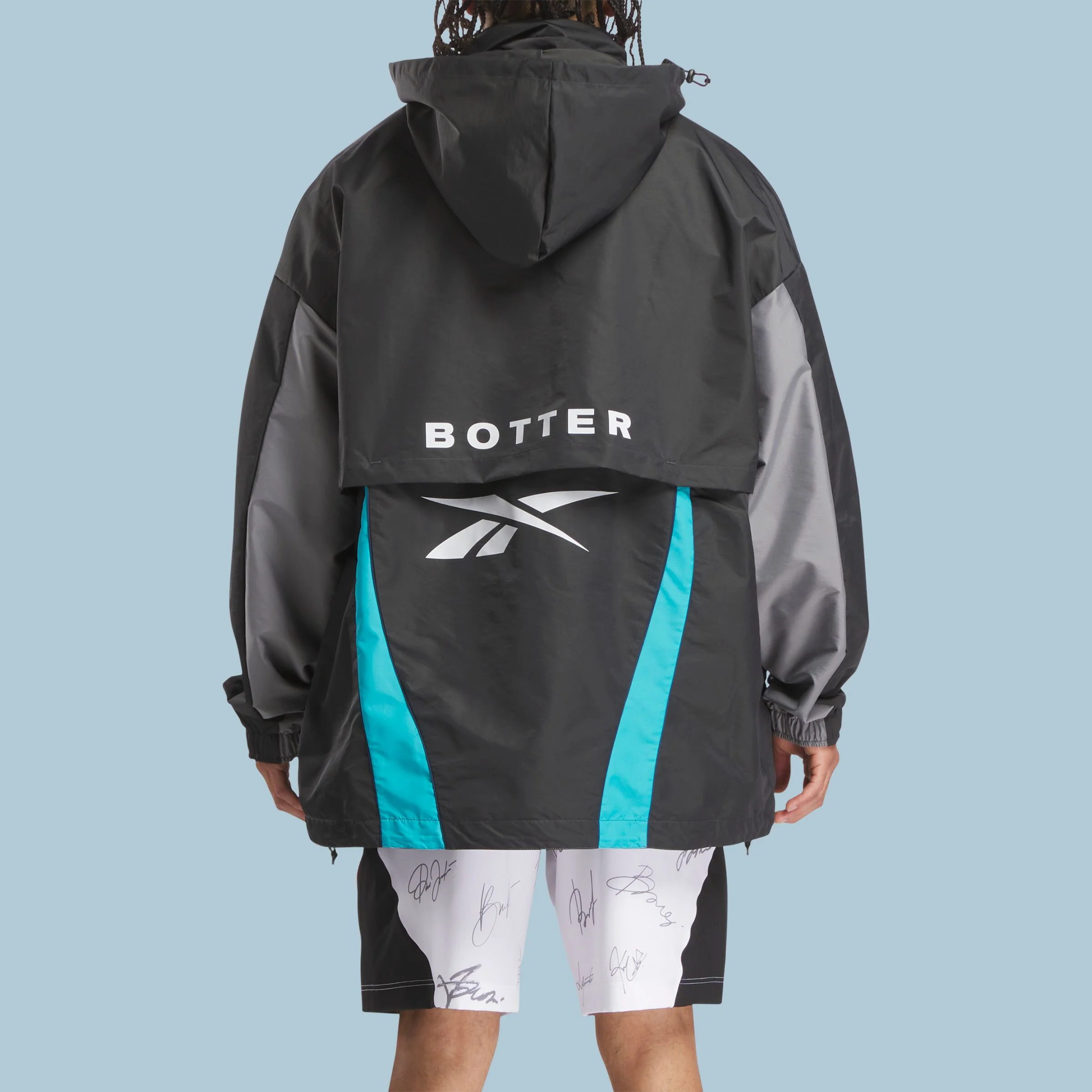 Summer Bench Jacket Botter Grey/Aqua Blue - Image 3
