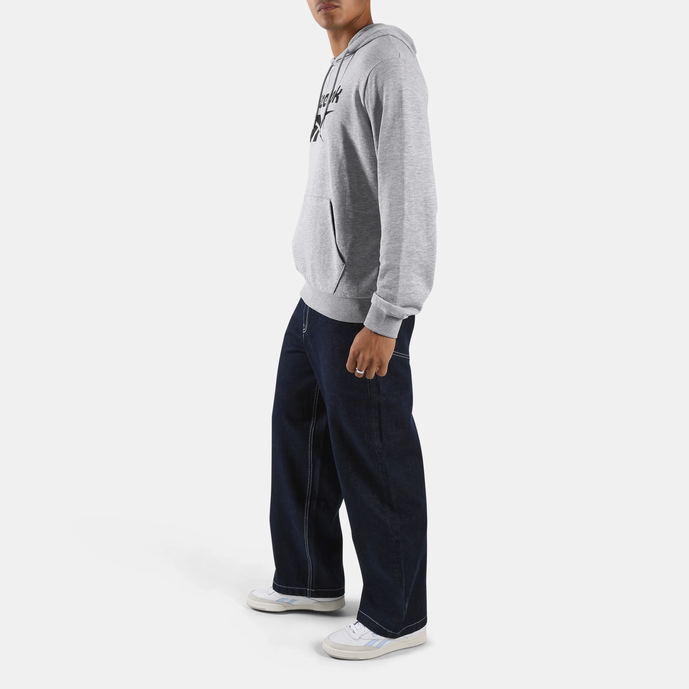 Victor Big Logo Pullover Hoody Light Grey Marl - Image 2