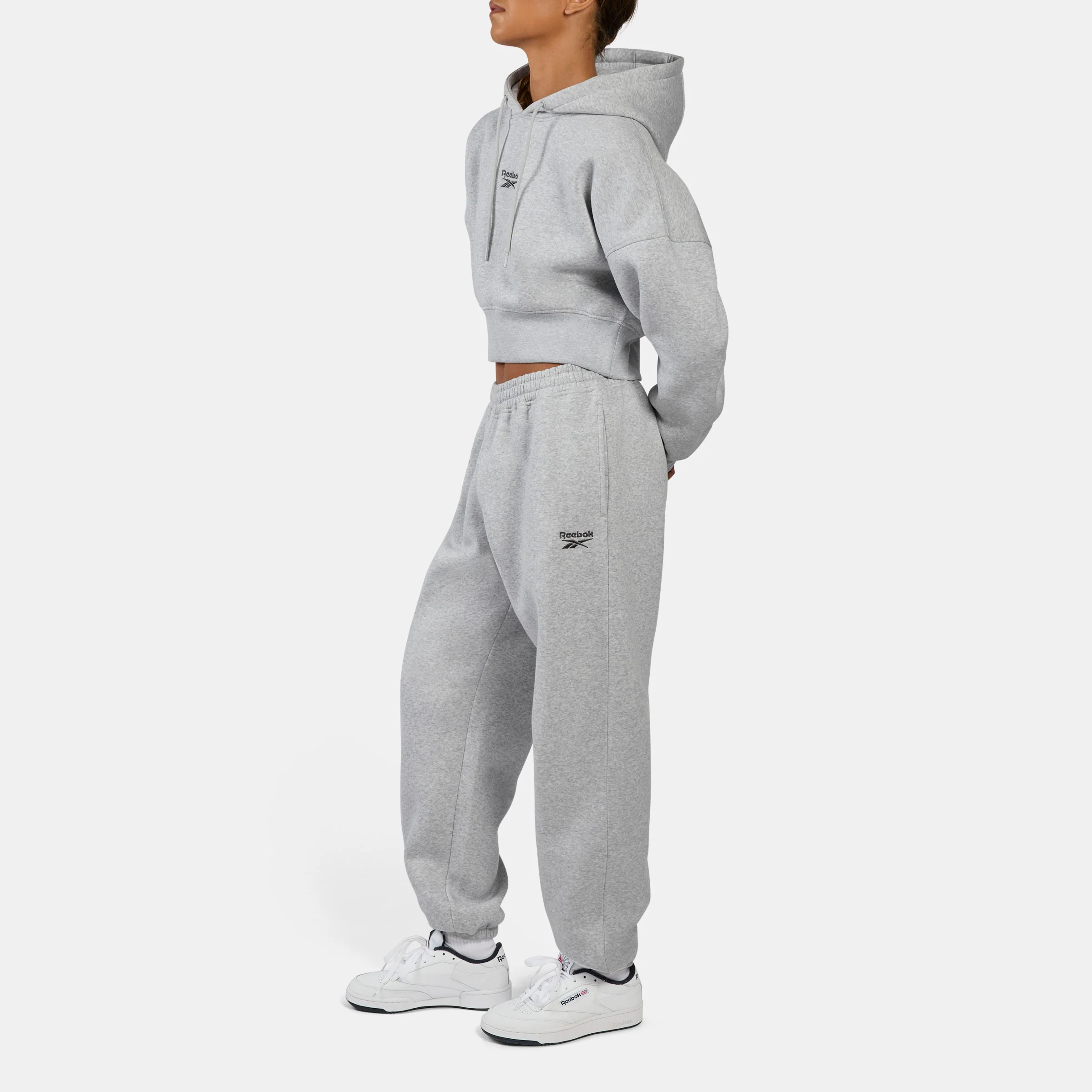 Wardrobe Essential Cropd Hoodi Silver Marl - Image 2