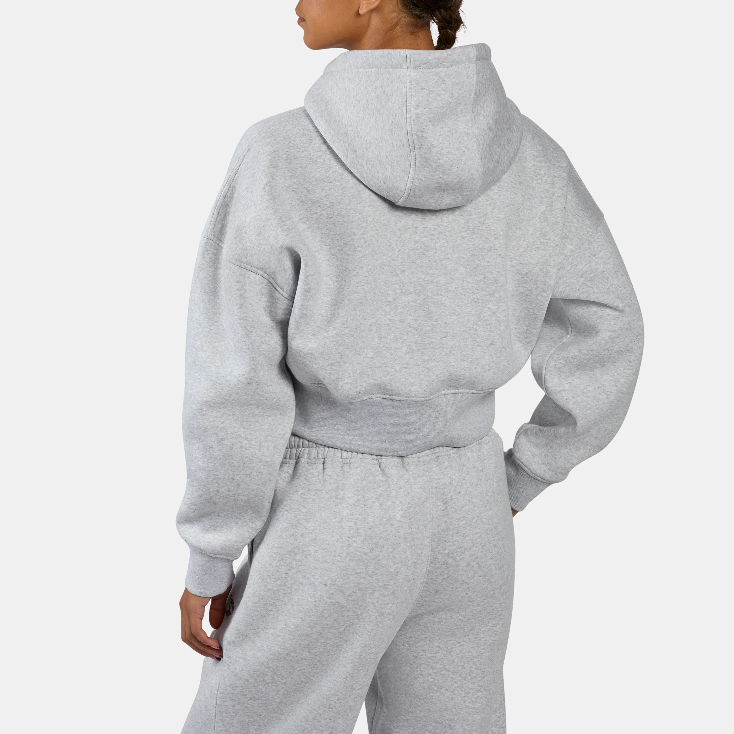 Wardrobe Essential Cropd Hoodi Silver Marl - Image 3