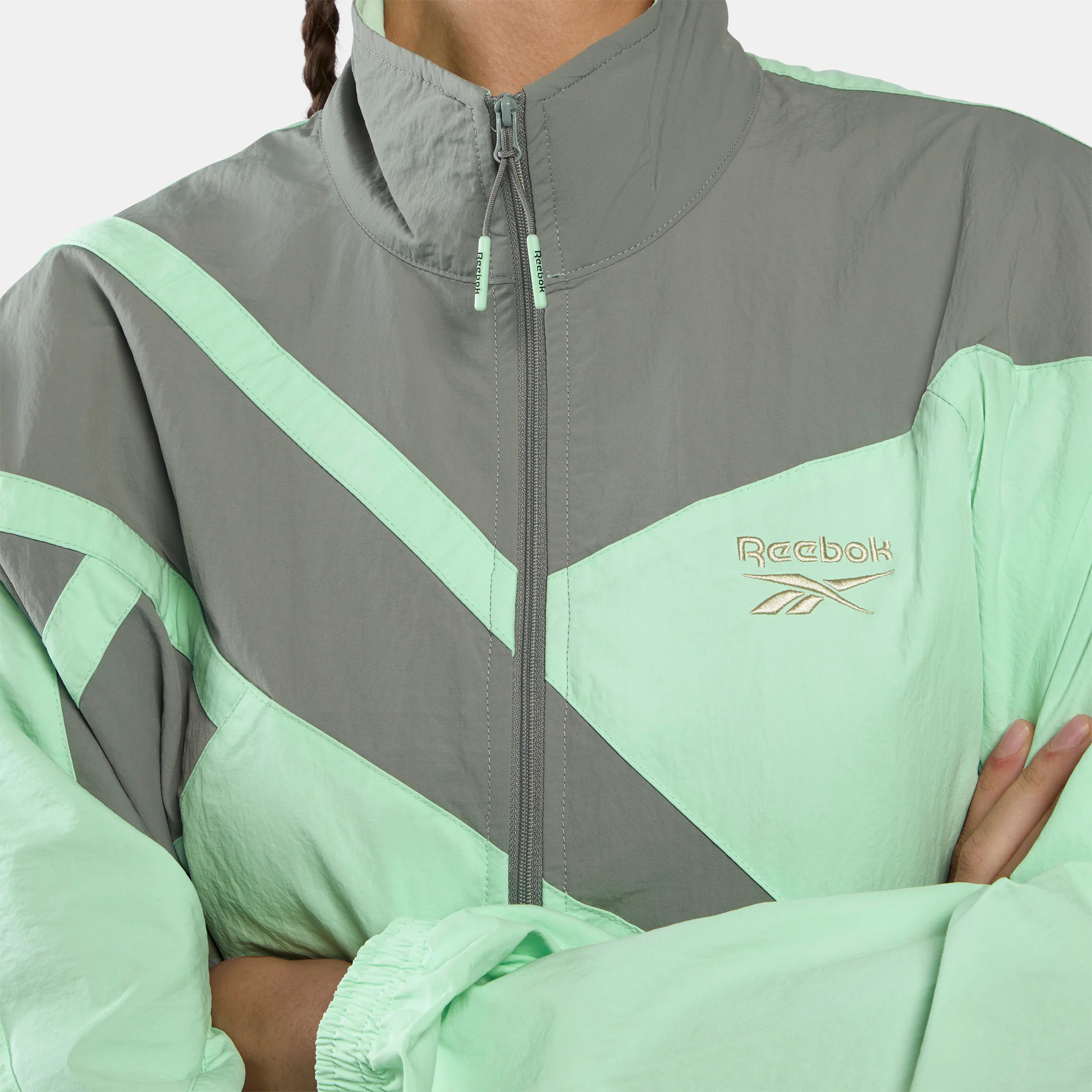 Women's Icon Open Hem Tracktop Inverted Aqua/Grey 3 - Image 4